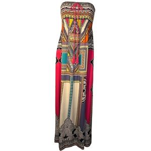 Flying Tomato ~ Woman’s Tube Top Printed Maxi Dress ~ Size Small